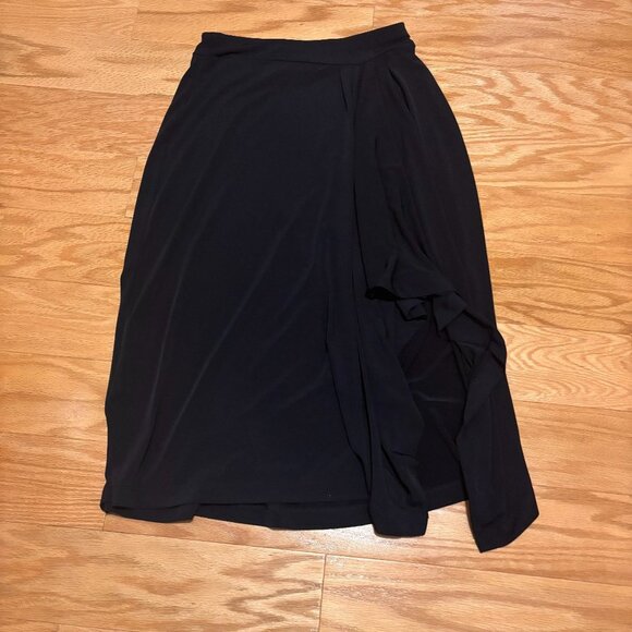 MICHAEL KORS Women's Black Draped Side Slit Midi Skirt Size Small - Picture 1 of 6
